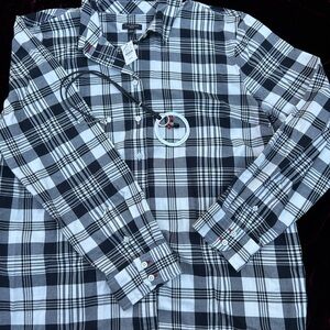 Talbots NWT Black and White Plaid Shirt with Silver accent.